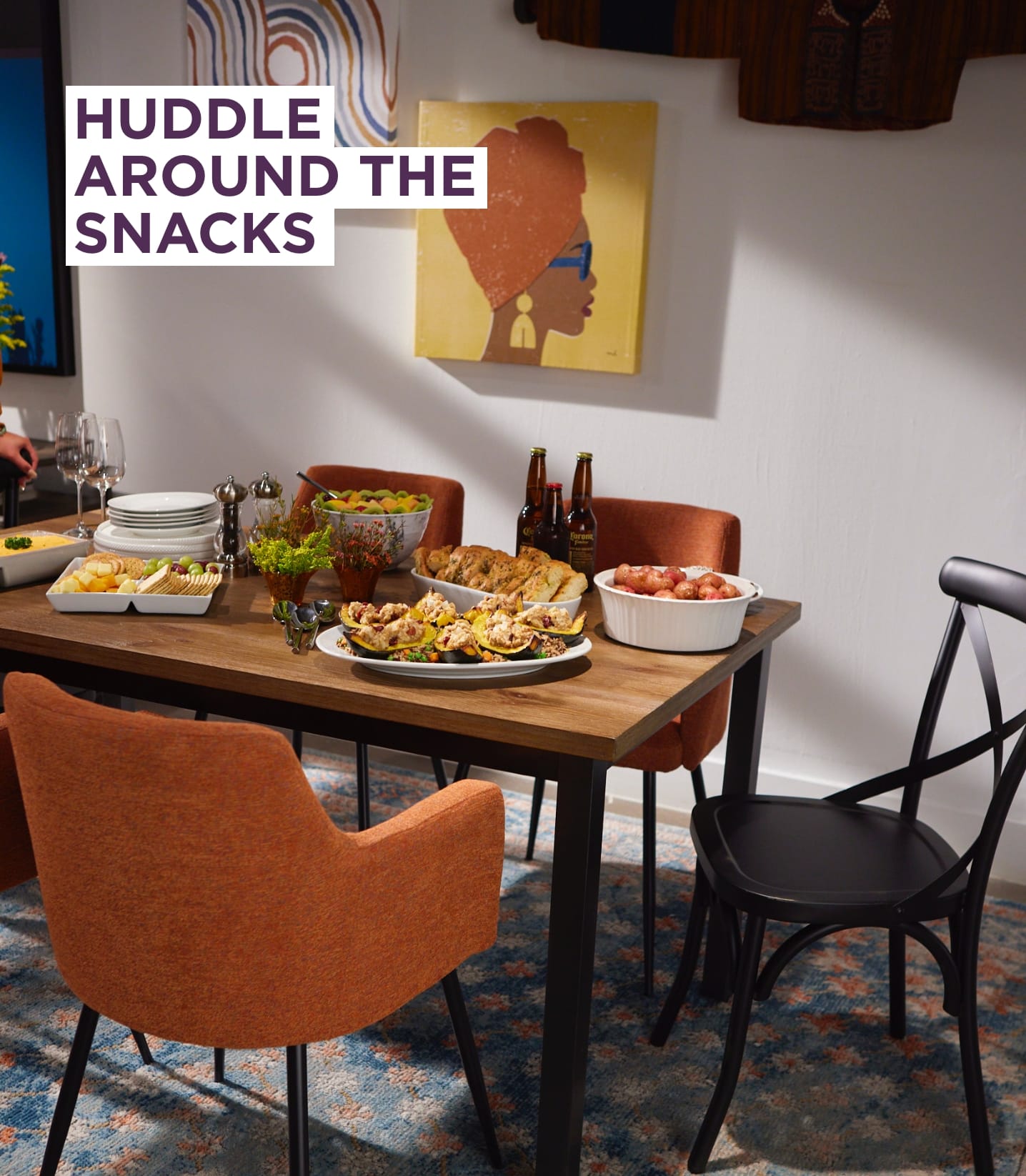 Huddle around the snacks