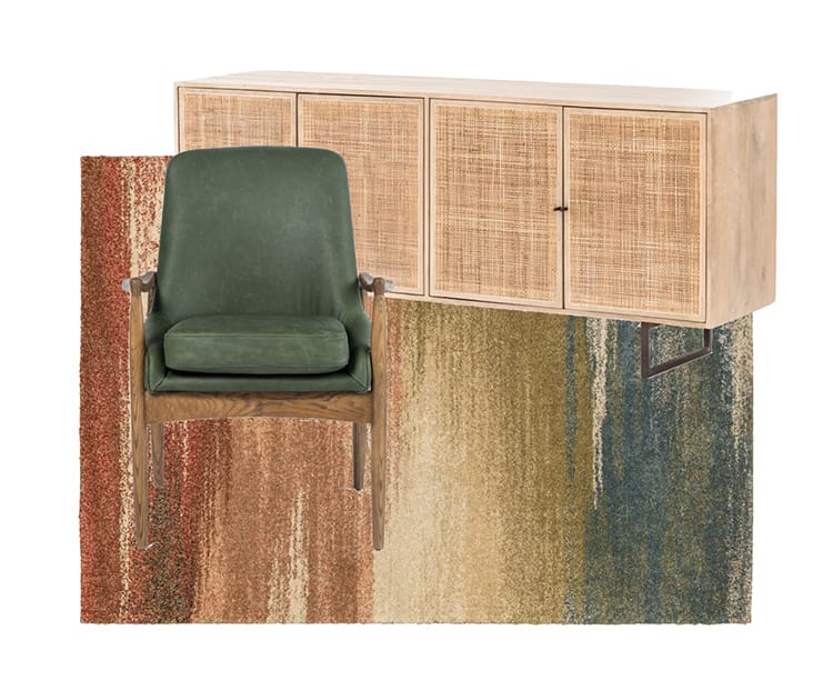 Your dining room rug can instantly supply a jolt of color